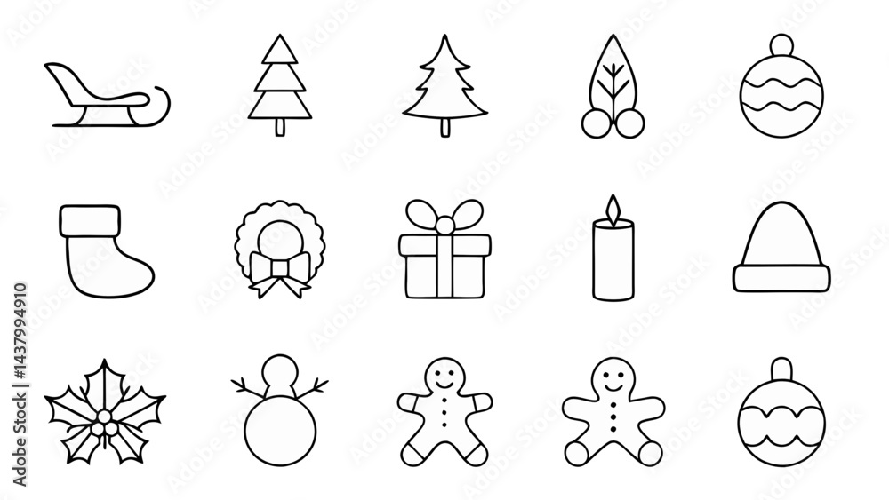 Obraz premium set of christmas icon silhouette vector on tranparent background