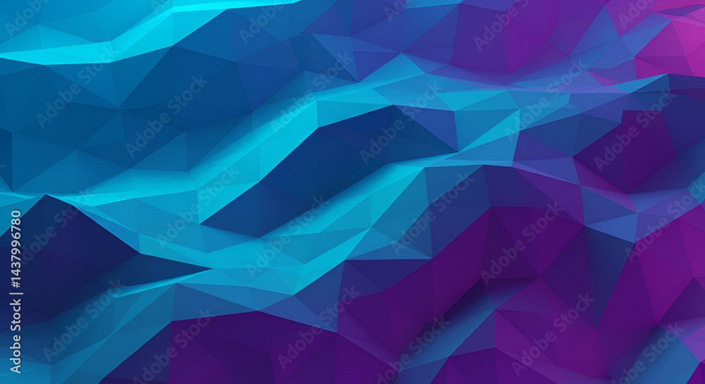 Obraz premium Abstract Polygonal Landscape With Modern Colors In Blue And Purple