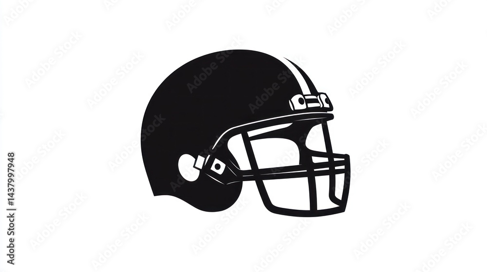 Naklejka premium Football helmet, side view, white background, sport graphic