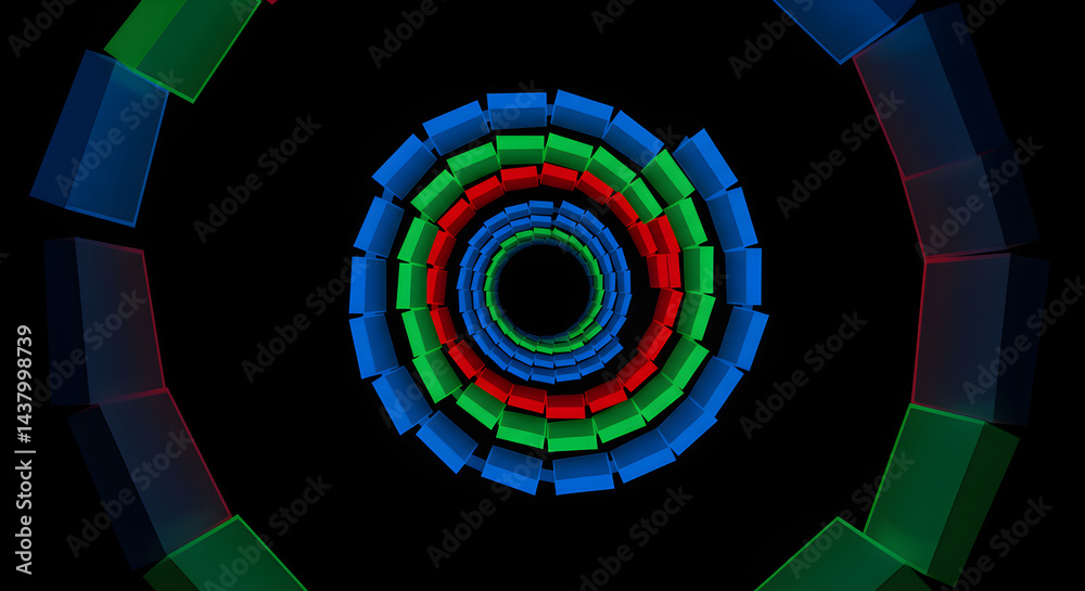 Fototapeta premium Abstract Dimensional Tunnel With Glowing Colors And Dark Background