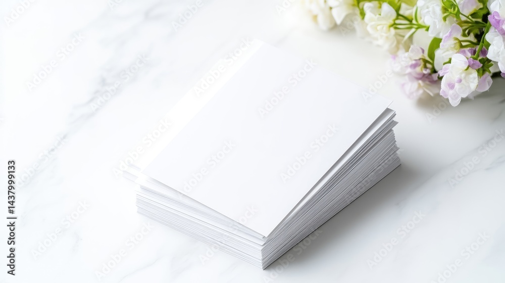 Fototapeta premium Blank cards on marble