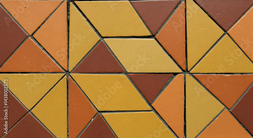 Geometric Tile Pattern Of Triangles And Rhombuses With Warm Earthy Tones