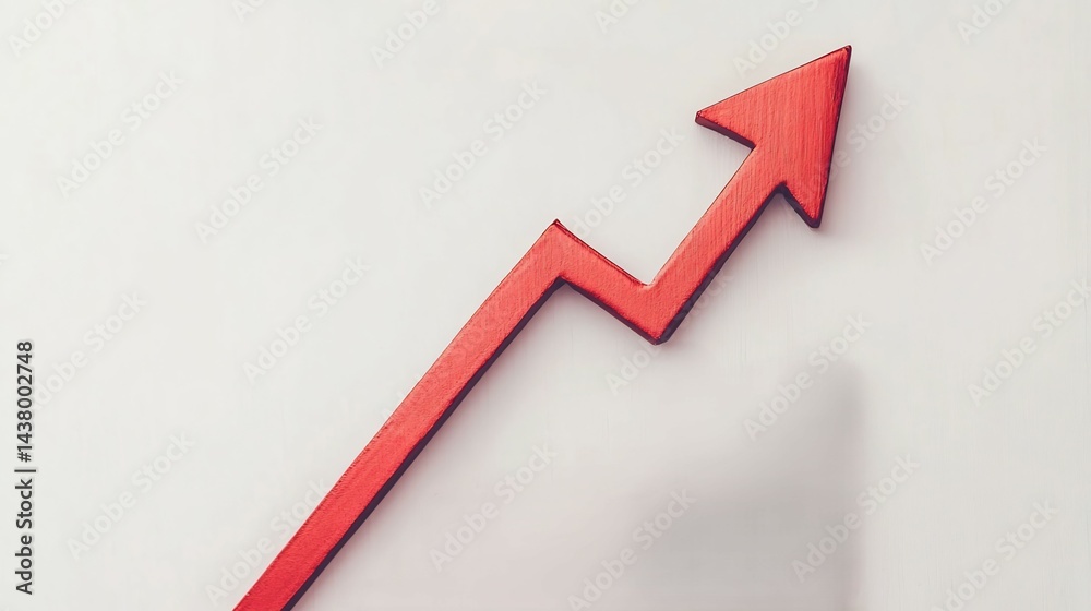 A Red Upward Trend Arrow Symbolizing Economic Growth and Positive Statistics Isolated a White Background A Red Upward Trend Arrow Symbolizing Economic Growth and Positive Statistics Isolated a White Background