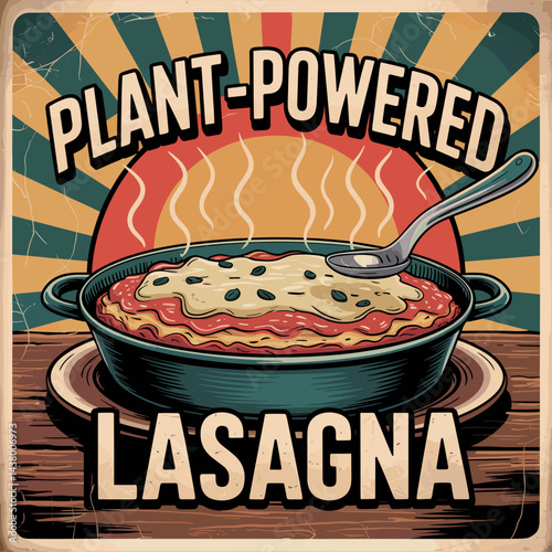 Plant-Powered Lasagna Retro Poster
