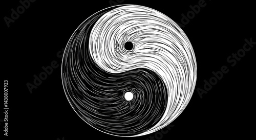 Black And White Whirlpool Represents Duality, Balance And Harmony