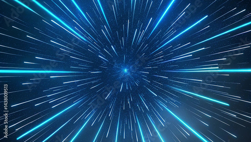 Hyperspace Jump Blue Light Speed Warp Effect in Space