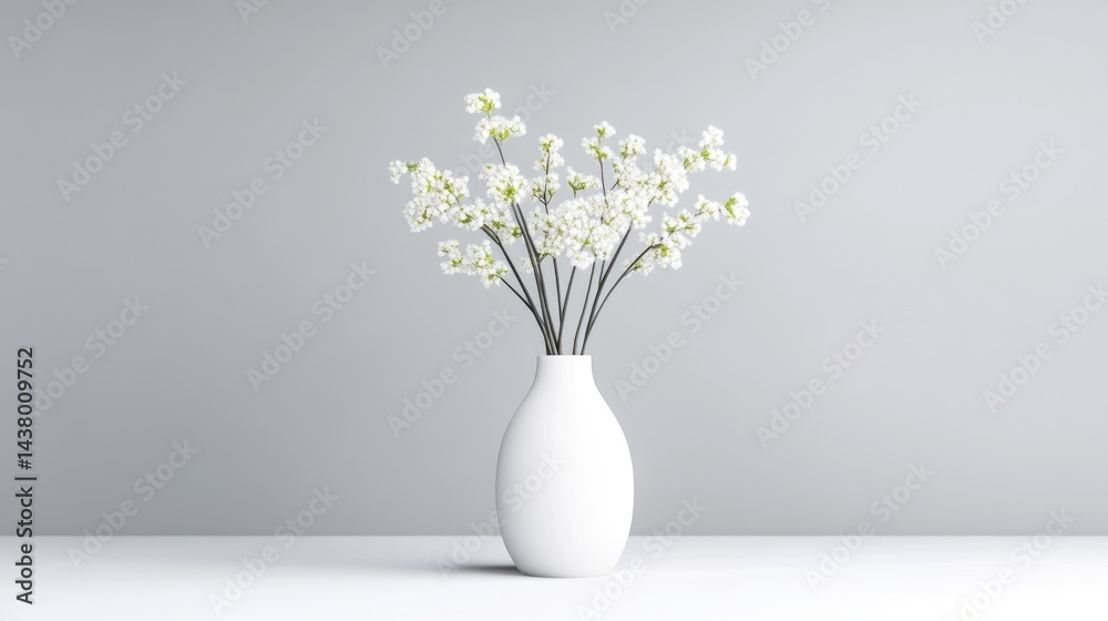 Simple white vase with delicate blossoms