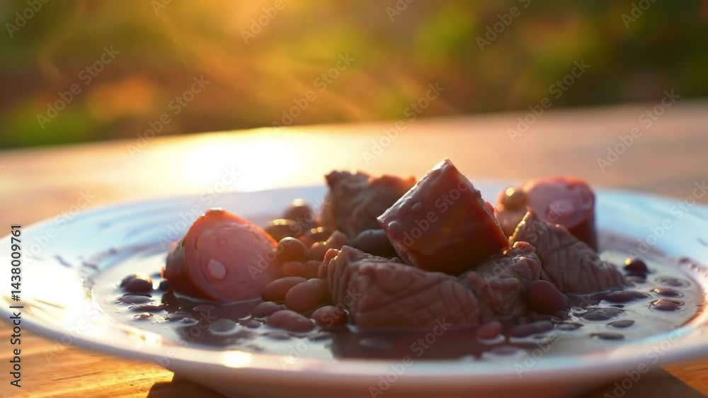 Delicious Feijoada on a Plate – Traditional Brazilian Black Bean Stew Served with Flavorful Sides