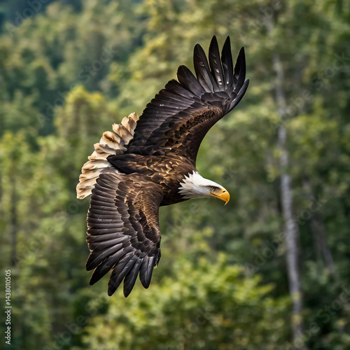 The Majestic Eagle Flying Over the Forest, generated by ai