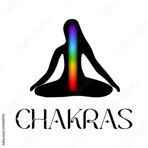 Serenity in meditation: silhouette with vibrant chakras for mindfulness and balance