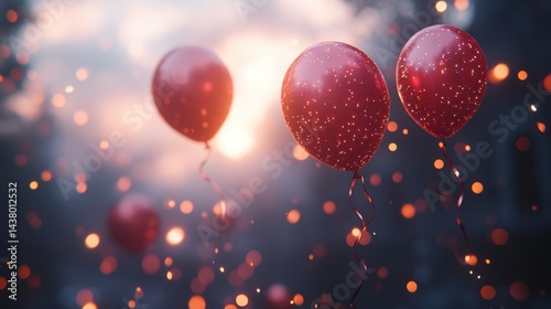 Wallpaper Mural Red balloons float in sunset glow Torontodigital.ca