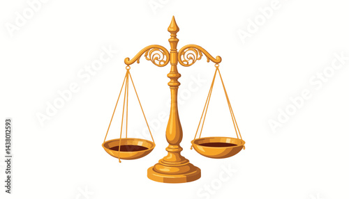 Intricate balance scales with hidden compartments against plain backdrop, symbolism of weight