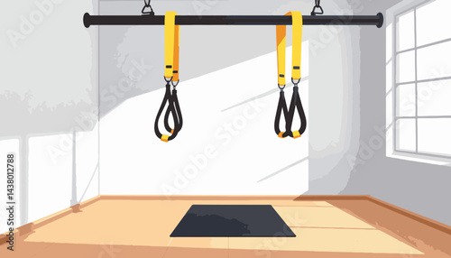 TRX suspension training system in minimalist gym, fitness concept