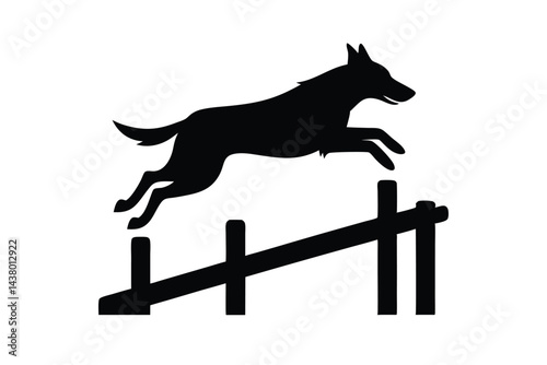 Dog Leaping Over Agility Hurdle Silhouette