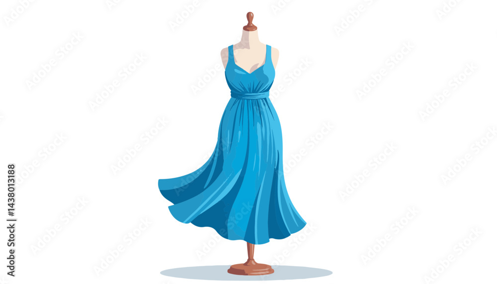 Fototapeta premium Elegant plus-size mannequin showcasing flowing blue dress, simplicity