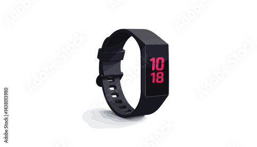 Sleek black fitness tracker displaying time and steps, modern design