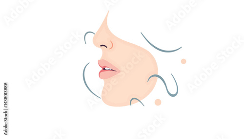 Sleek chin illustration with contour lines on white background, beauty concept