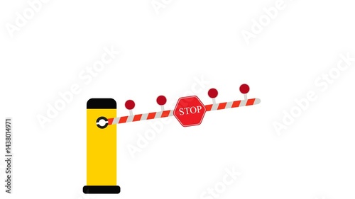 The footage animation Automatic Barrier Gate, Security system for building and car entrance vehicle barrier video illustration graphic motion