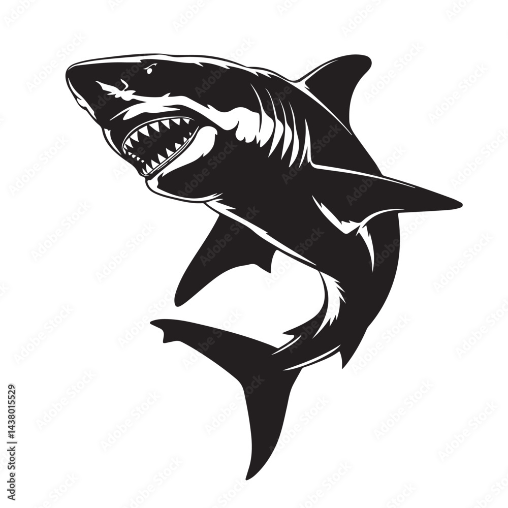 Fototapeta premium Angry Shark Illustration – Wild Ocean Creature Graphic