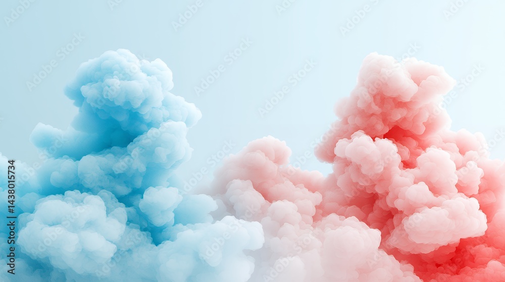 Fototapeta premium Abstract Pastel Blue and Pink Cloudscape Soft Dreamy Background