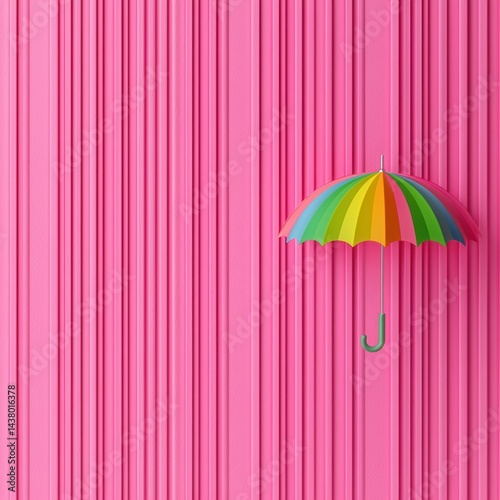 pride  month, lgbt, gay, lesbian concept. Colorful umbrella against a pink striped background.