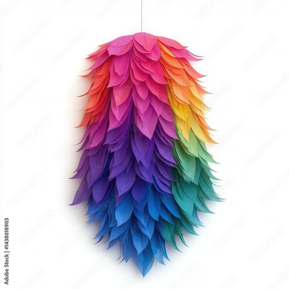 Fototapeta premium pride month, lgbt, gay, lesbian concept. Colorful hanging decoration made of layered leaf shapes.