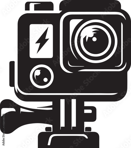 GoPro hero camera silhouette vector art illustration. GoPro hero camera vector icon.