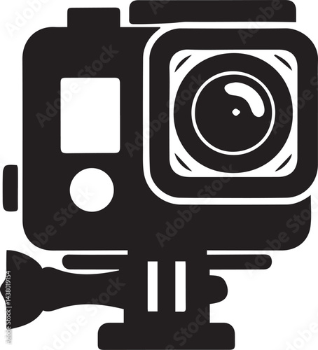 GoPro hero camera silhouette vector art illustration. GoPro hero camera vector icon.