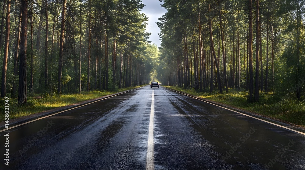 Fototapeta premium Serene Timelapse Drive Through a Beautiful Forest Landscape