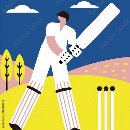 A vector of a cricketer with a bat