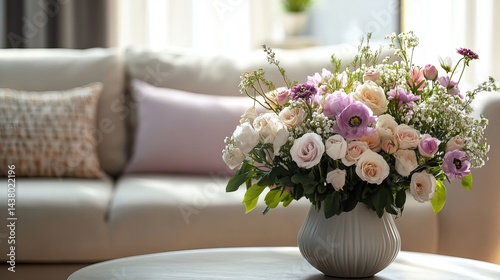 Wallpaper Mural Beautiful Pastel Rose Flower Bouquet in Elegant Vase Home Decor Soft Colors Spring Floral Arrangement Pretty Romantic Flowers Pretty Home Interior     Torontodigital.ca