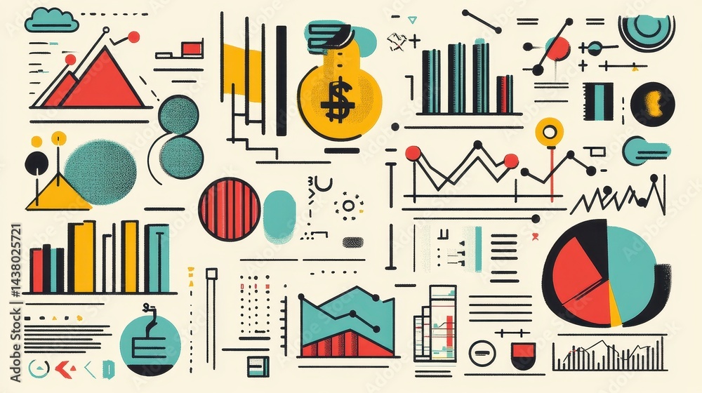 Business-themed background with a stock chart, corporate icons, and economic data, dynamic market trends.