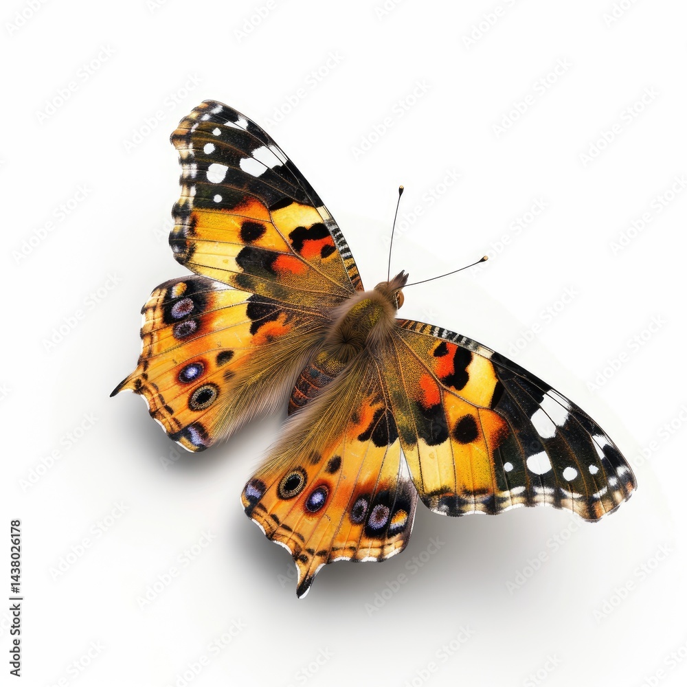Obraz premium Detailed close-up of a painted lady butterfly.