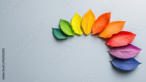 Wallpaper Mural pride  month, lgbt, gay, lesbian concept. Colorful paper leaves arranged in a vibrant arc on a neutral background. Torontodigital.ca