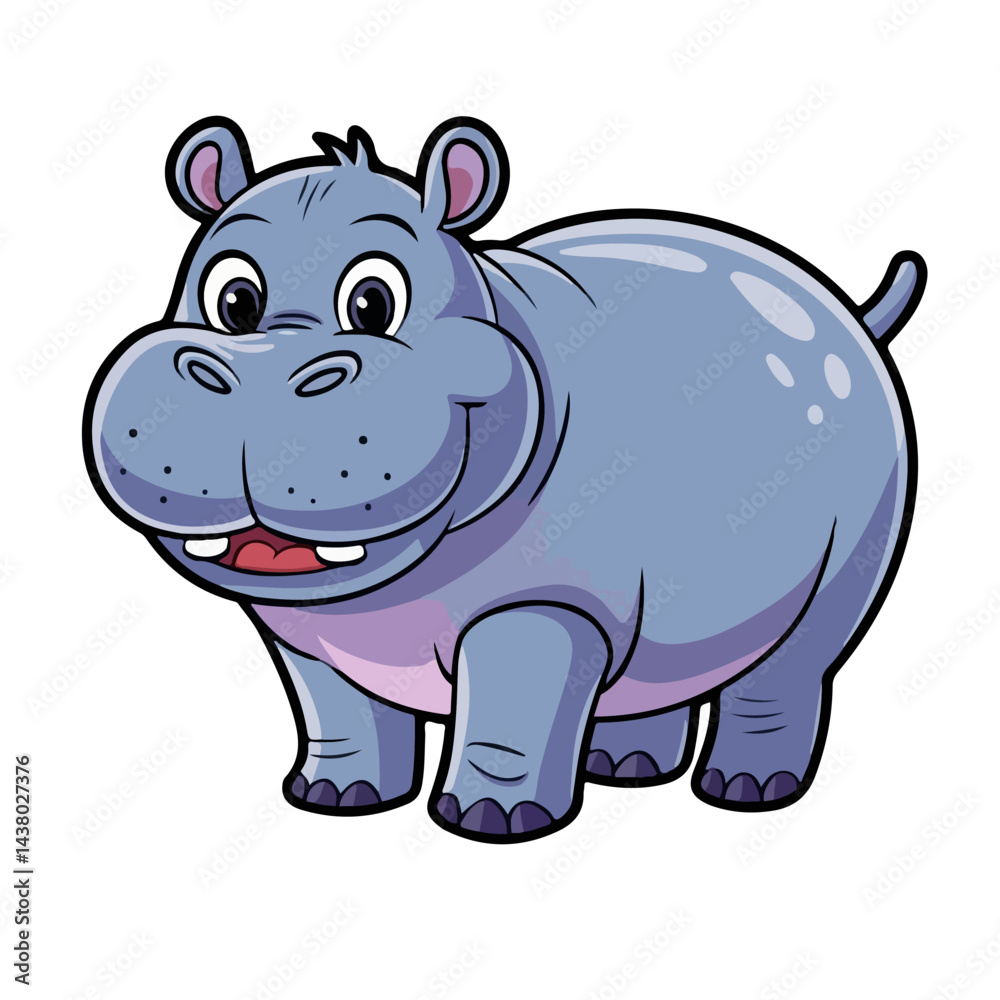 Naklejka premium Hippopotamus cartoon vector on white background
