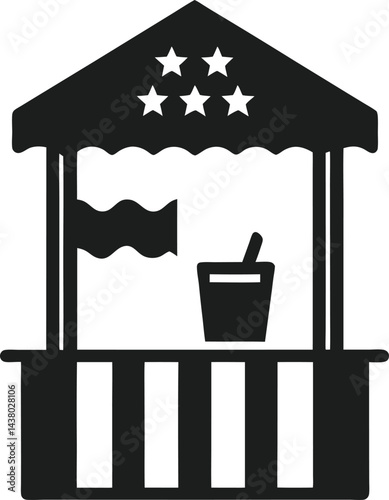 Classic Lemonade Stand Silhouette Vector, Flat Black Icon for USA Events