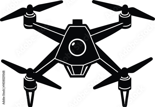 Drone Silhouette Top Down View White Background