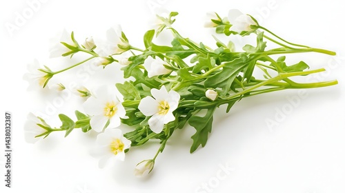 Elegant arrangement of delicate white meadowfoam flowers, showcasing natural simplicity