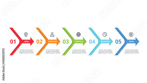 Workflow concept for infographic with 5 steps, options, parts or processes. Business data visualization.