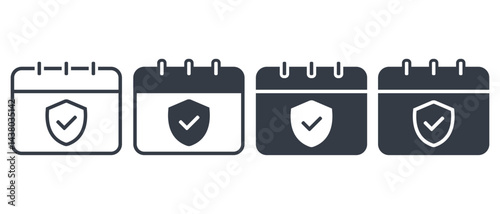 Calendar wtih shield checkmark icon. Illustration vector