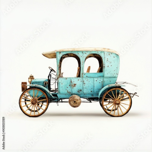 Obraz na płótnie Vintage blue car with a unique design, showcasing retro charm and artistic details. w salonie