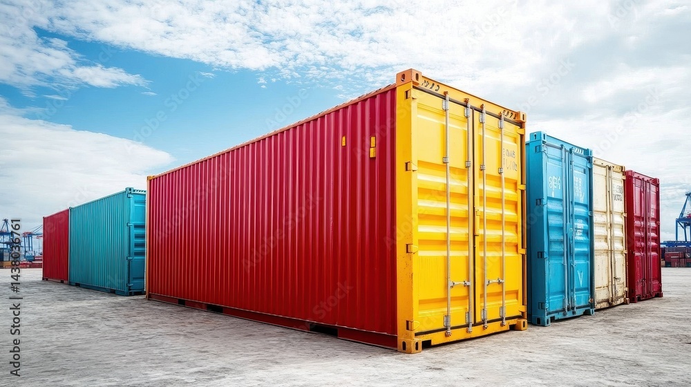 Fototapeta premium Containers in shipping yard, shipping port. 
