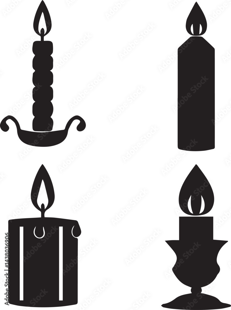 Fototapeta premium burning candle vector, burning candle silhouette vector, burning candle logo vector illustration
