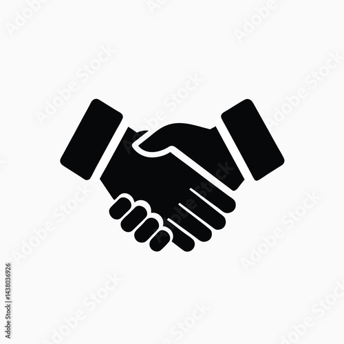Handshake Silhouette Solid Style silhouette vector art illustration with white background