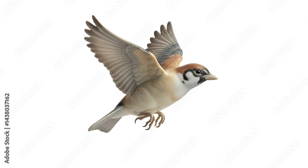 Fototapeta premium Flying Bird Figurine on Transparent Background