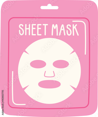 sheet mask in pink package flat illustration