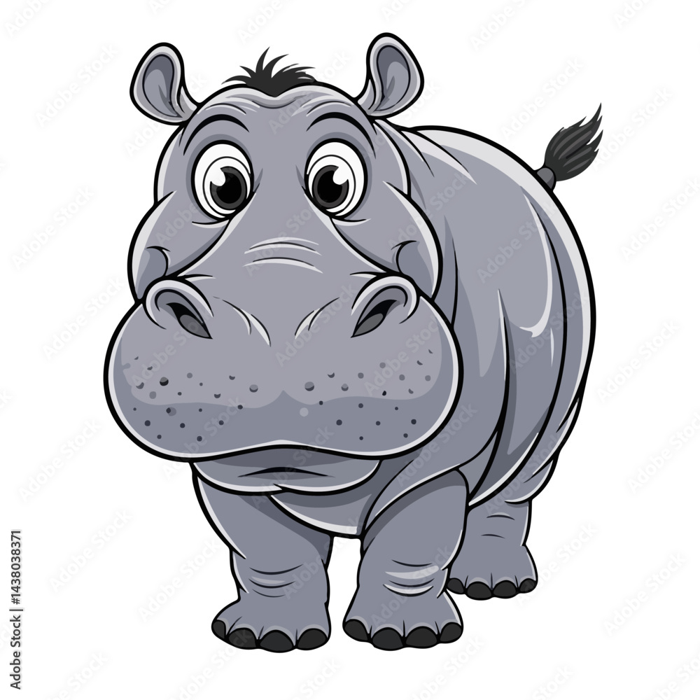 Fototapeta premium Hippo cartoon vector on white background