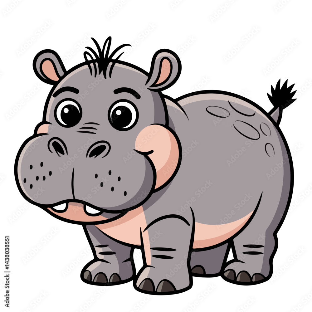 Fototapeta premium Hippo cartoon vector on white background