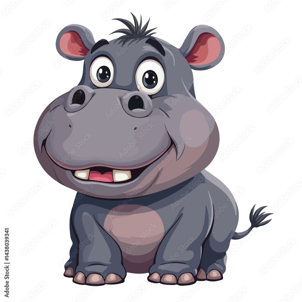Naklejka premium Hippo cartoon vector on white background