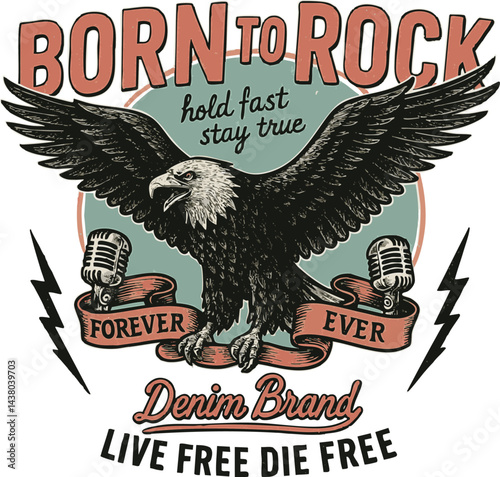 Music poster, Eagle illustration, Rockstar, rock&roll, Rock Music, Metal music